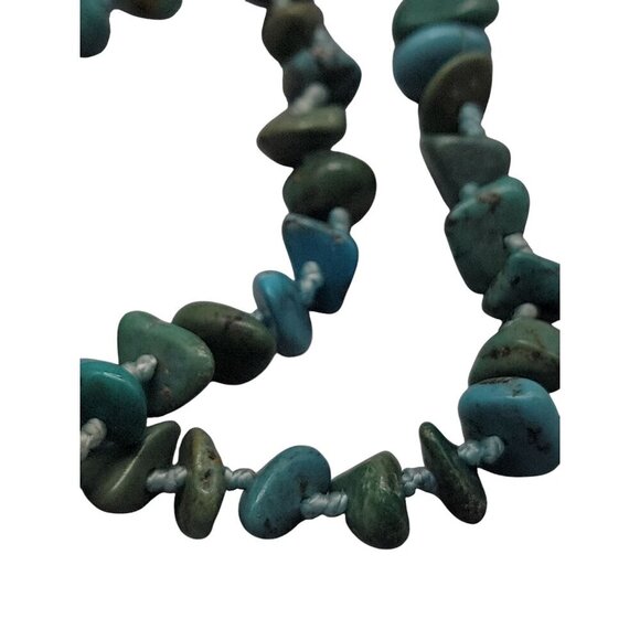 SK925 Turquoise Chip Necklace 80" Flapper Style Chunks Hand Knotted Thailand - Picture 13 of 15